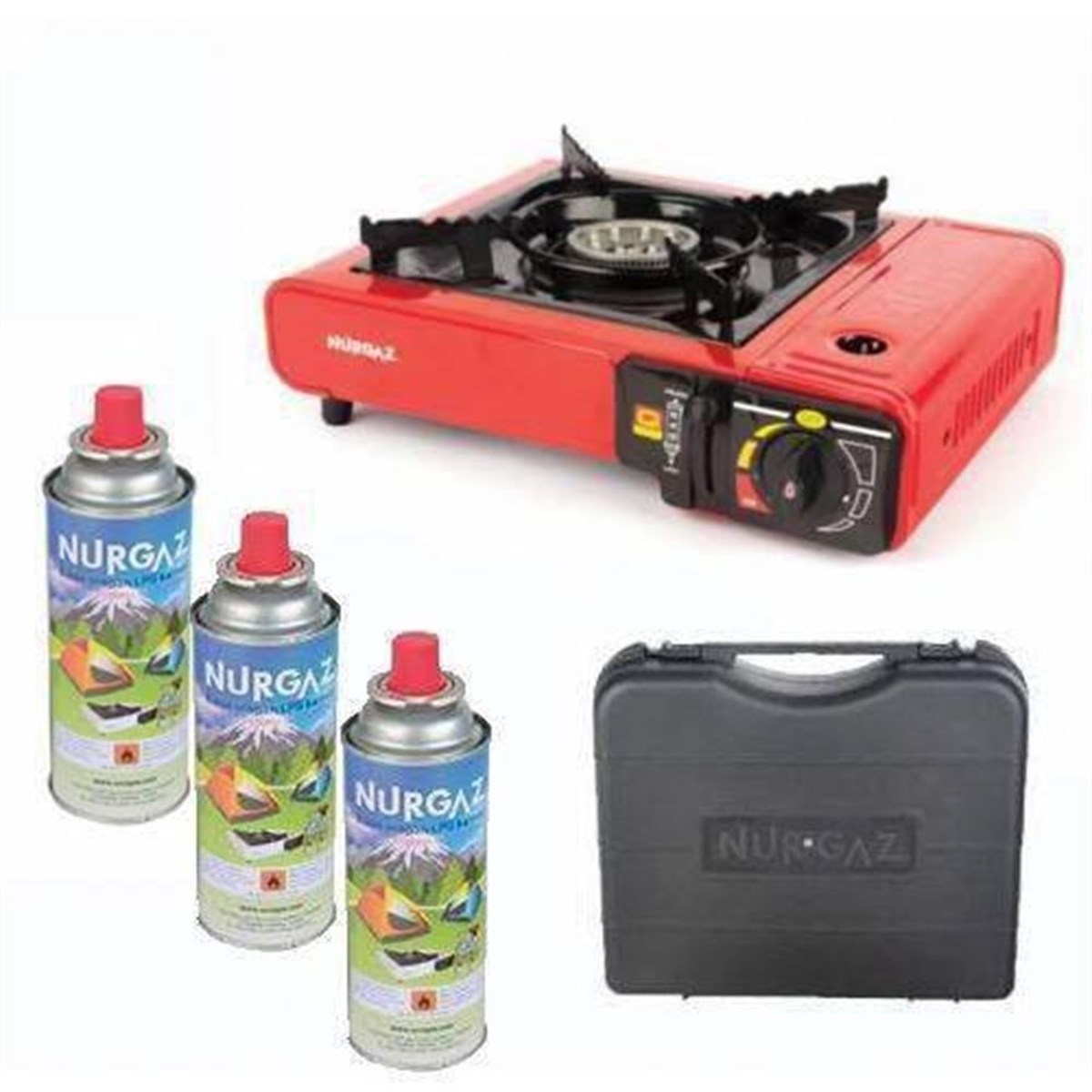 Nurgaz Tekli Portatif Kamp Ocağı 3 Adet 220 Gr Kartuş Hediyeli