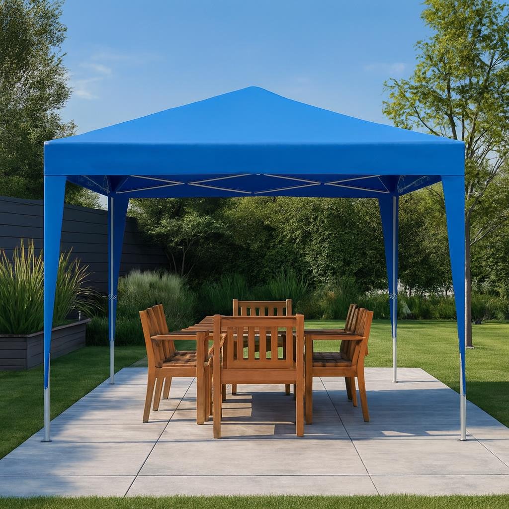 Otomatik Gazebo Çardak 240 X 240 Cm Tente Teras Bahçe Kamelyası Gölgelik Mavi