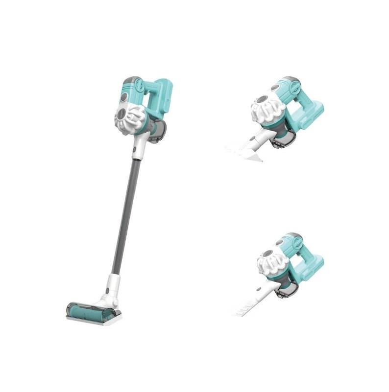 Pilli Sesli Vakumlu Dikey Elektrik Süpürgesi Çekme Özellikli Eğitici Oyuncak Yeşil