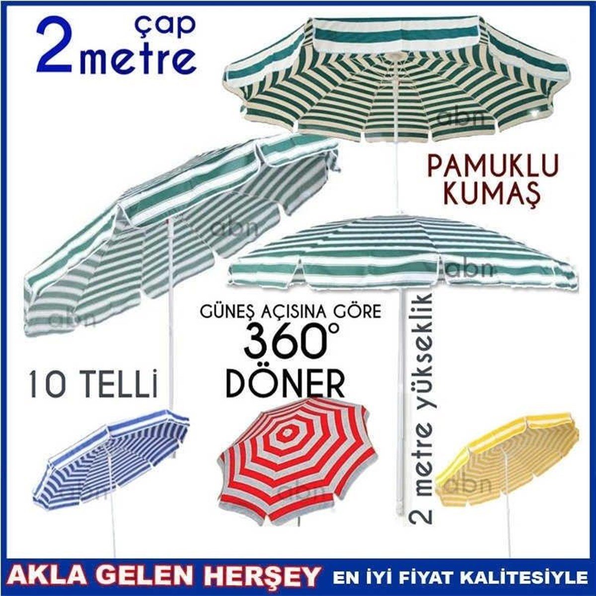 Plaj Şemsiyesi 2 Metre Gölgelik Şemsiye Plaj Balkon Bahçe Teras Şemsiyesi Katlanır Gölgelik