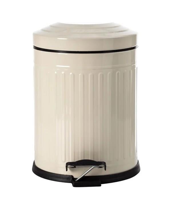 Vintage 12 Lt Yavaş Kapanır Kapaklı Ofis Mutfak Banyo Balkon Çöp Kovası Krem