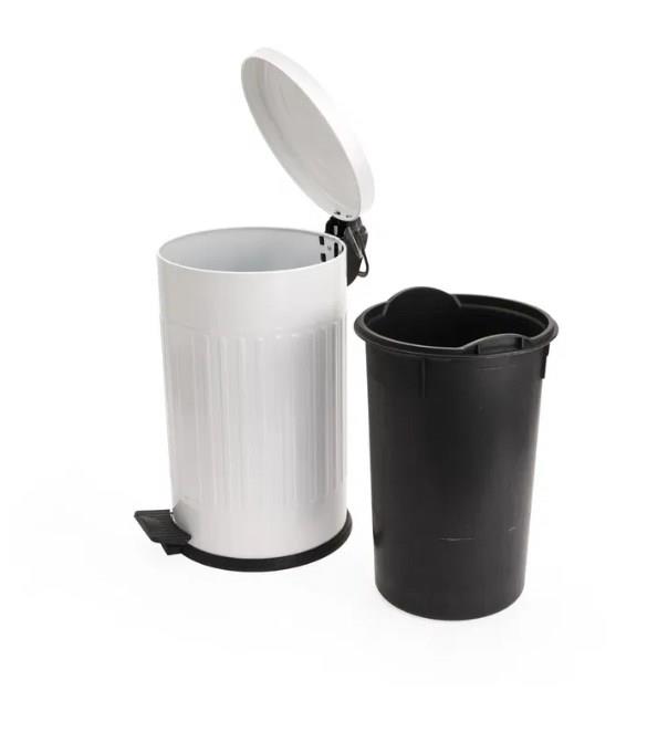 Vintage 12 Lt Yavaş Kapanır Kapaklı Ofis Mutfak Banyo Balkon Çöp Kovası Beyaz