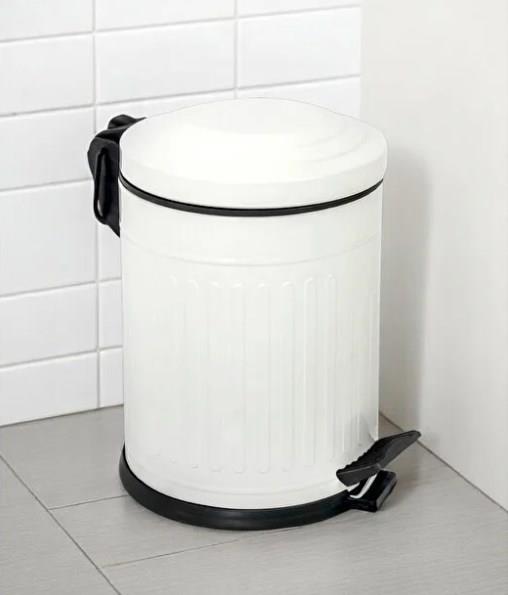 Vintage 5 Lt Yavaş Kapanır Kapaklı Ofis Mutfak Banyo Balkon Çöp Kovası Beyaz