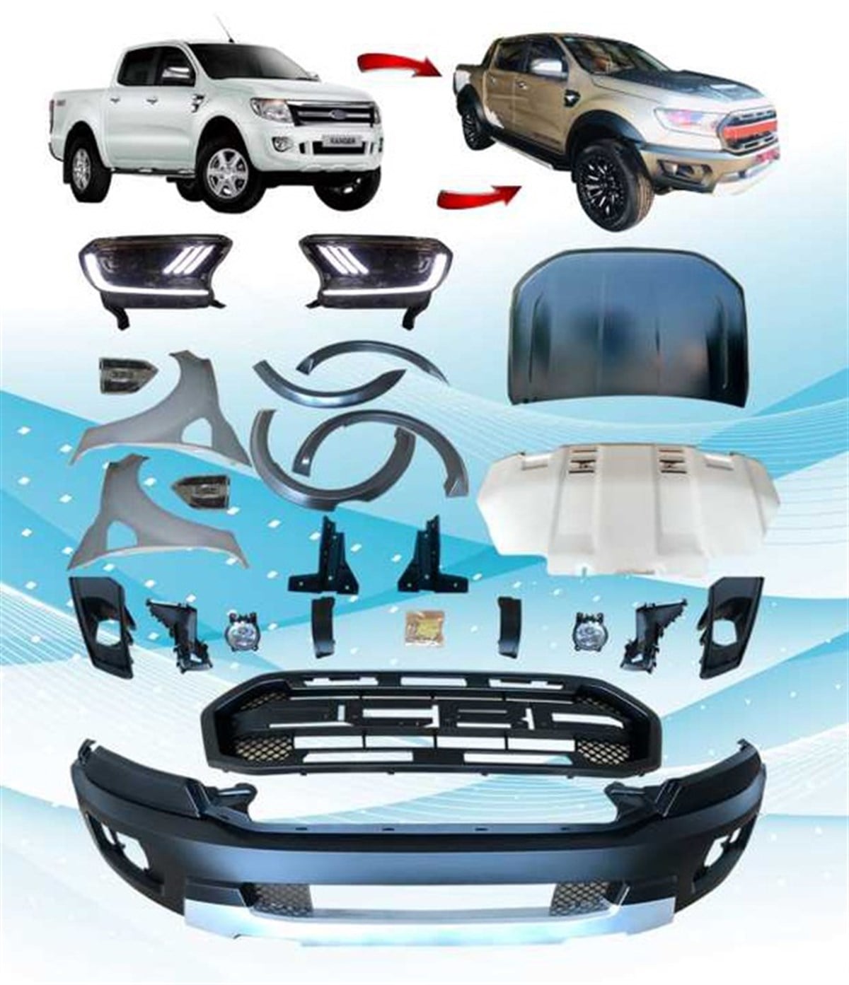 FORD RANGER 2012-2015 T6-T8 RAPTOR FACELIFT BODY KİT T8 DÖNÜŞÜM