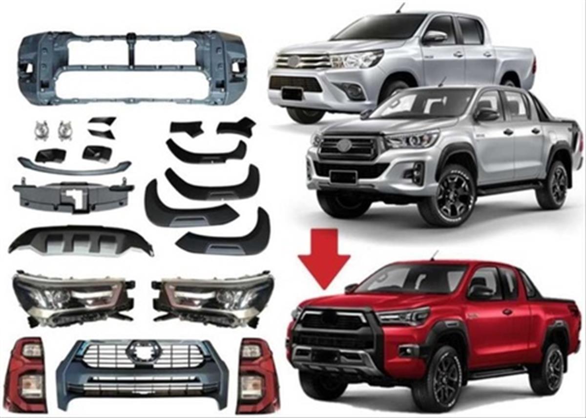 Toyota Hilux Revo 2016-2020 İçin 2021+ Rocco Dönüşüm Far&Stop Dahil (Full FacelşftT) Body Kit