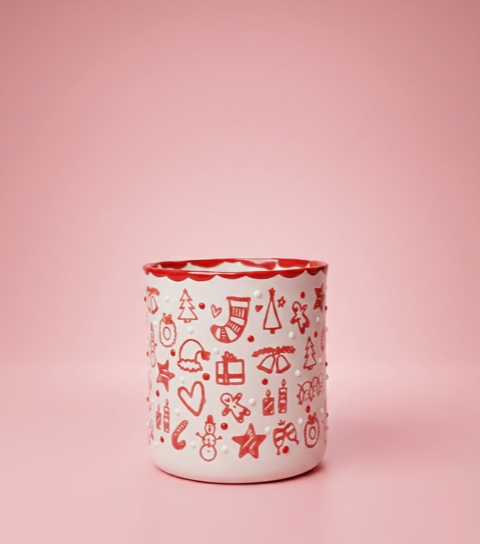 NEW YEAR/ LARGE- Red PORSELEN BARDAK