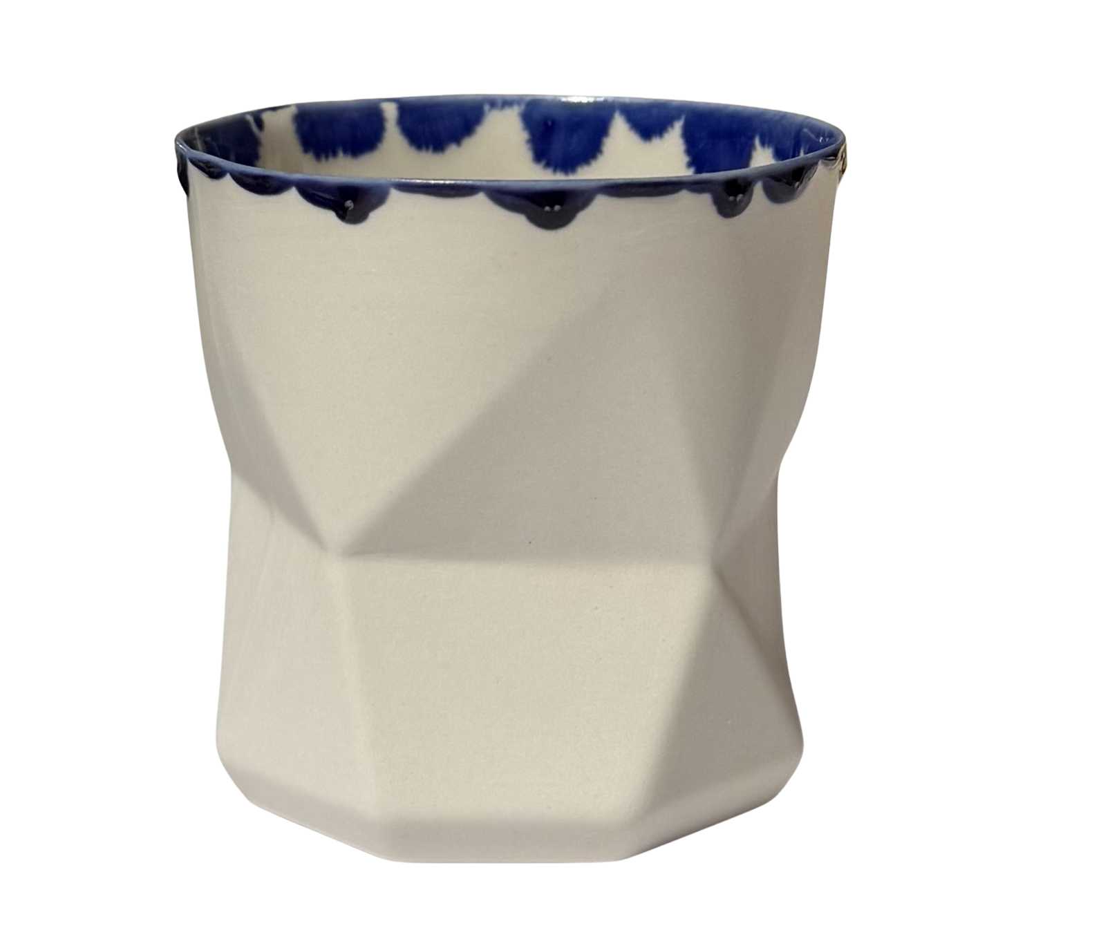 OTTO-WHITE/INDIGO RIM PORSELEN BARDAK
