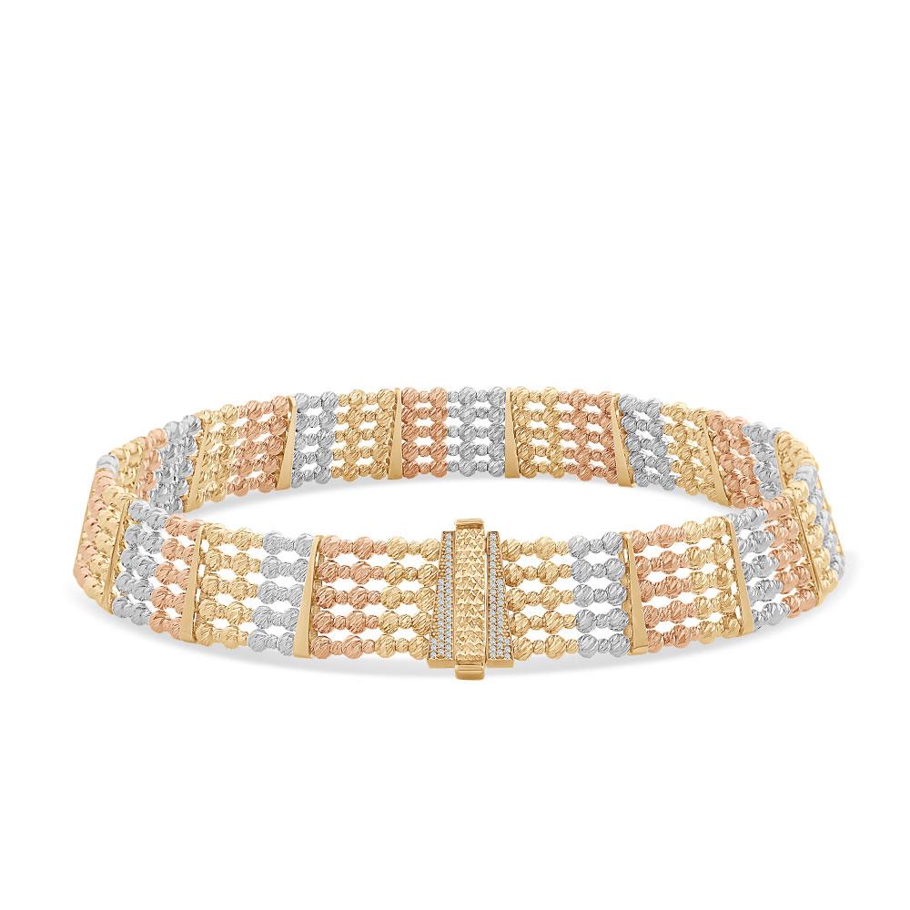 Beş Sıra Üç Renk Choker Kolye
