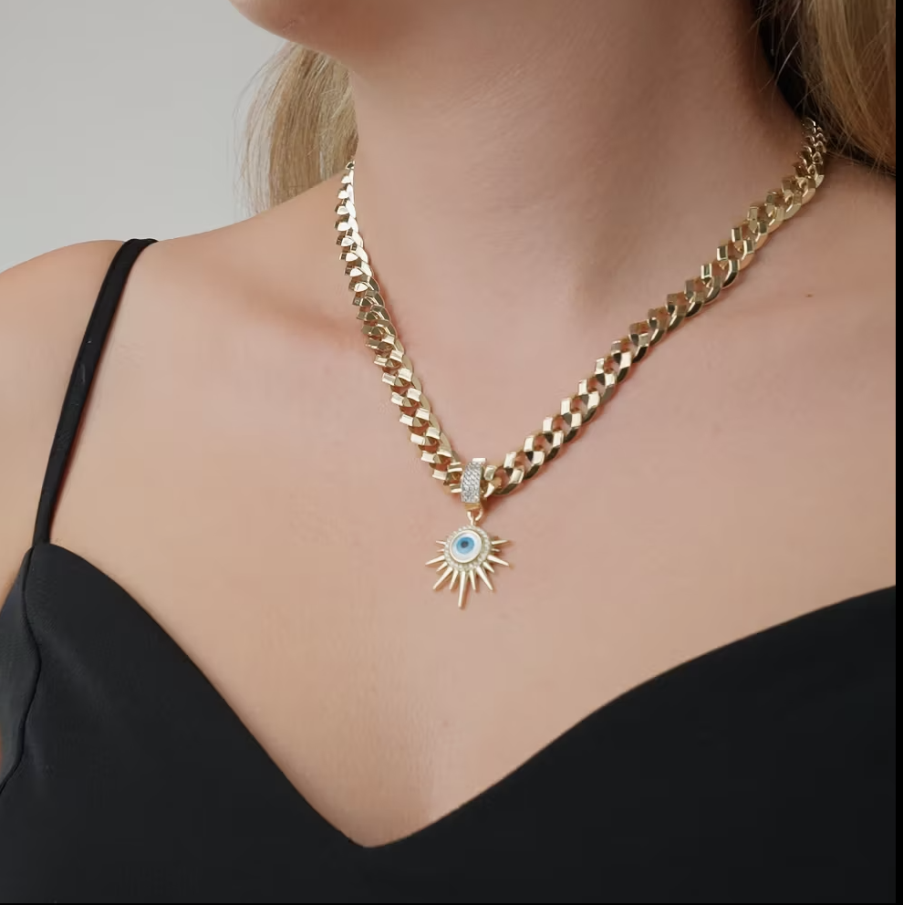 Nazar Boncuklu Taşlı Charm