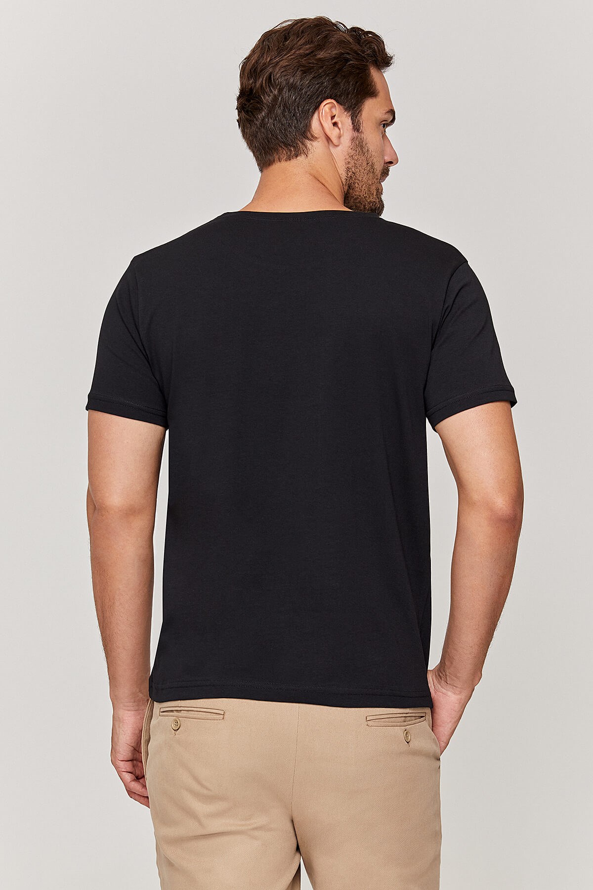 Bisiklet yaka Unisex Siyah T-Shirt