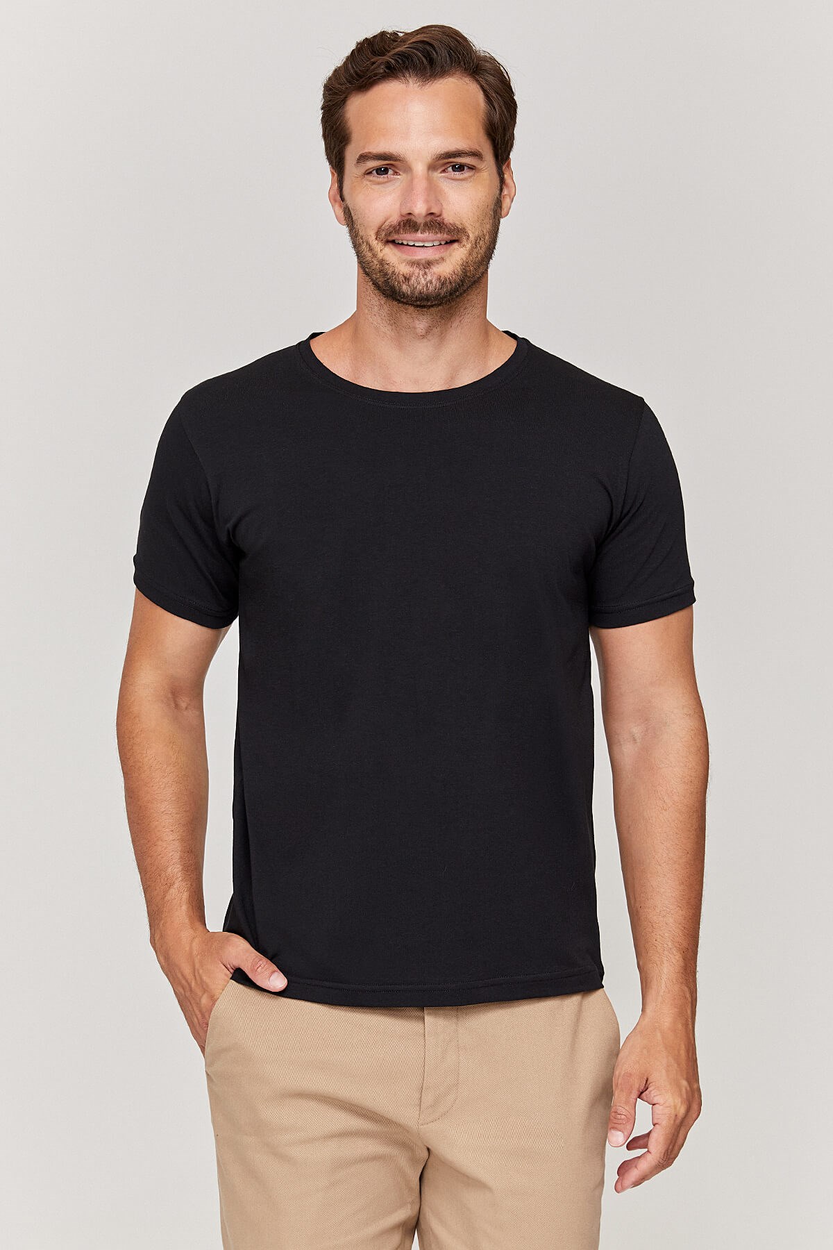 Bisiklet yaka Unisex Siyah T-Shirt