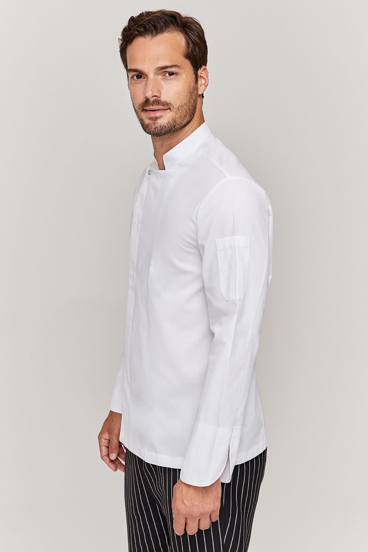 Hakim yaka Unisex Beyaz Aşçı Ceketi