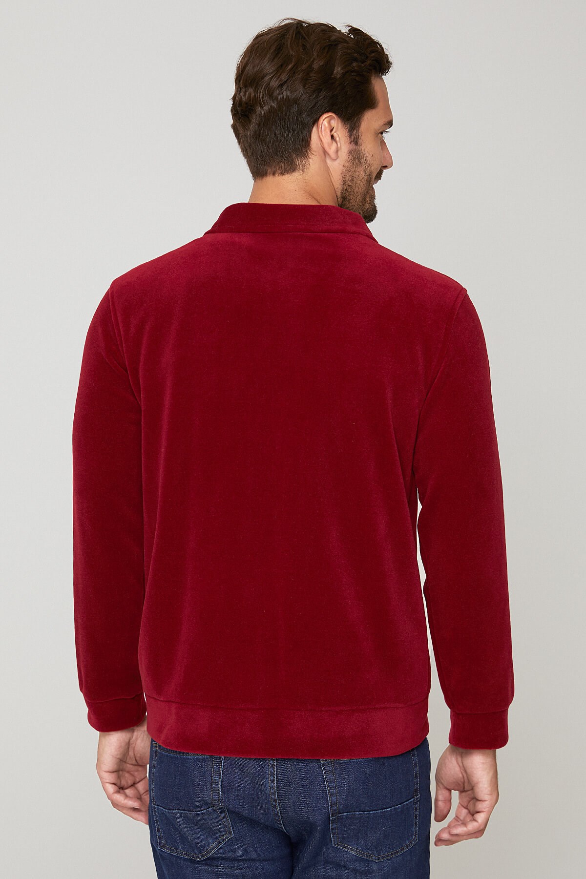 Unisex Tam fermuarlı Bordo Ceket