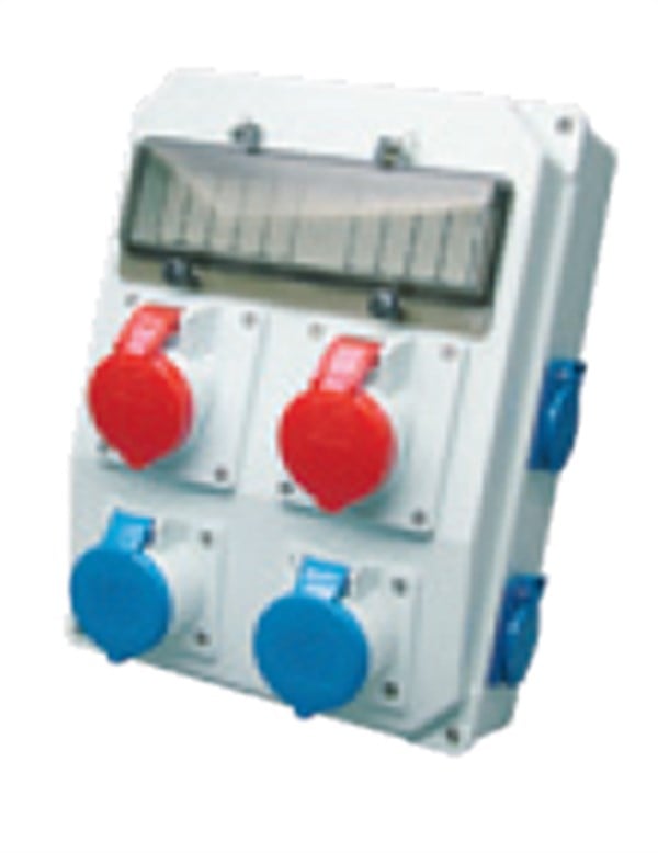  2 Adet Ip44 4x16A CEE +2 Adet 1x16A Ön+4 Adet 1x16A Yan Priz Montajlı Sigortalı Kombinasyon Kutusu(260x350mm)