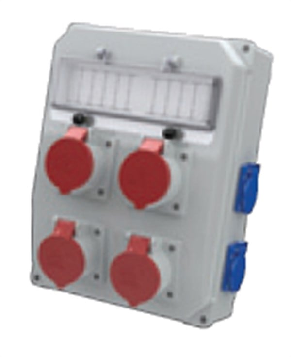 4 Adet Ip44 3x16A Ön+4 Adet 1x16A Yan Priz Montajlı Sigortalı Kombinasyon Kutusu(260x350mm)