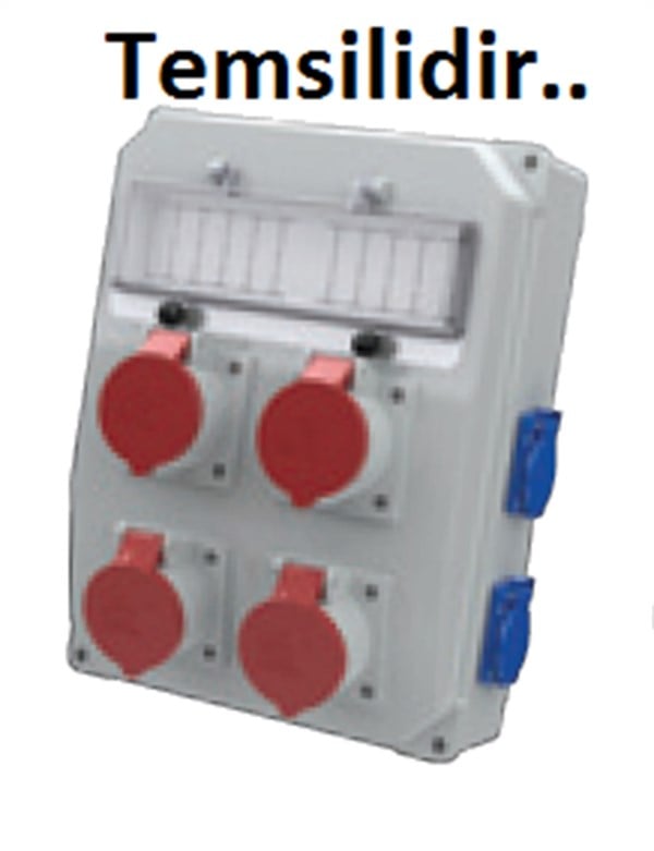 4 Adet Ip44 4x32A CEE Ön+4 Adet 1x16A Yan Priz Montajlı Sigortalı Kombinasyon Kutusu(260x350mm)