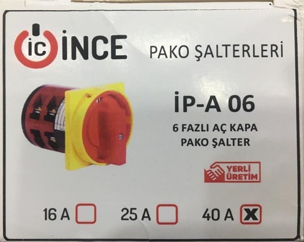 6x40 6Fazlı AÇ KAPA 40Amper Pako Şalter