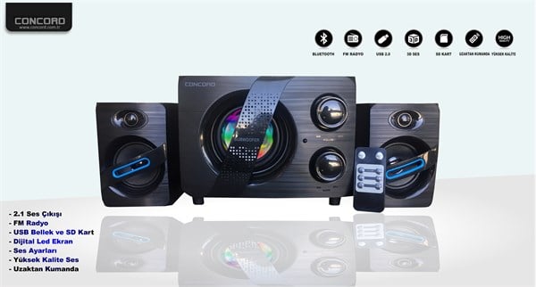 CONCORD C-792 2+1 SES SİSTEMİ BLUETOOTH SD/USB-FM BASS+TİZ MULTİMEDİA