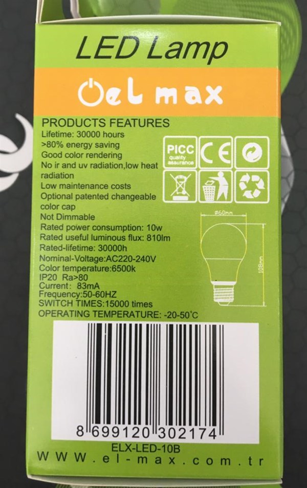 EL-MAX 18W Torch Led Ampul Beyaz Renk