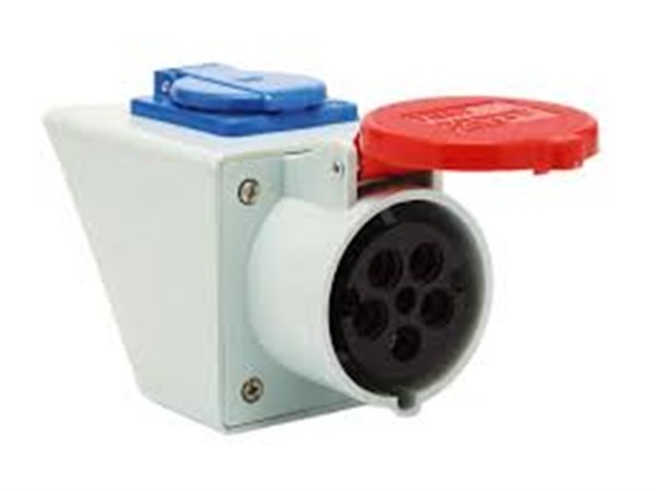 Kauçuk 380-415V Trifaze Duvar Prizi Eğik Kasalı+Monofaze Prizli