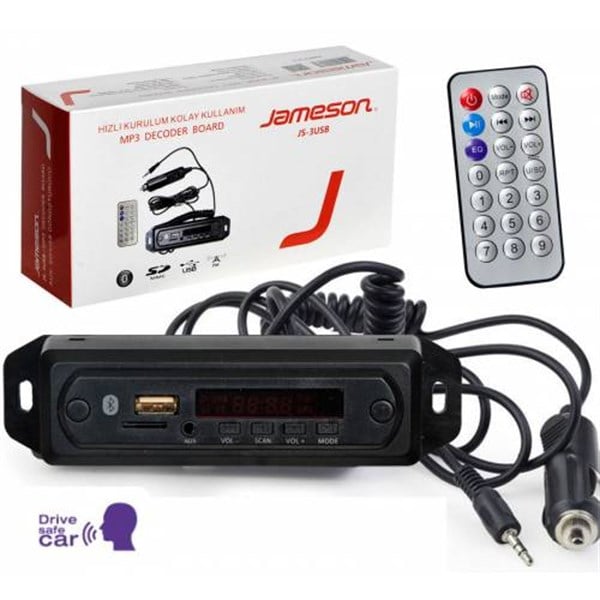 Oto Teyp Çevirici Bord Usb/fm/aux Bluetooth Konuşmalı 12v Jameson Js-6 Kaliteli Ürün