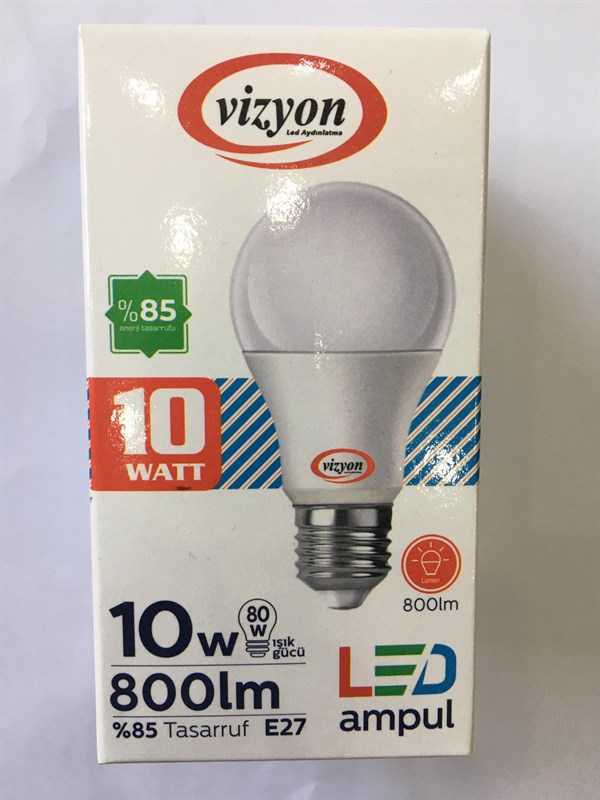 Vizyon 10w Led Ampul A sınıfı Beyaz 800 lümen