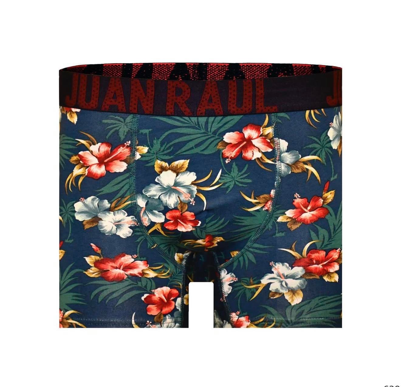 %100 Pamuk/Likra Kumaş Kırmızı Çiçekli Boxer