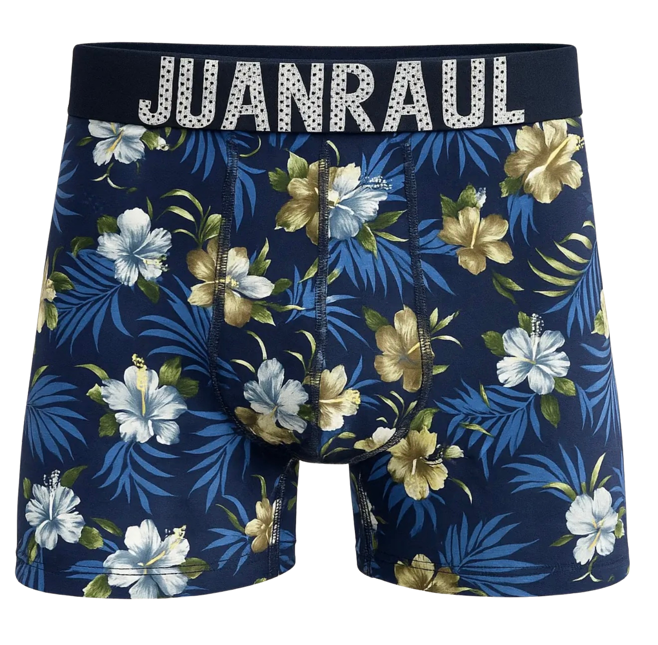 %100 Pamuk/Likra Kumaş Mavi Çiçekli  Boxer