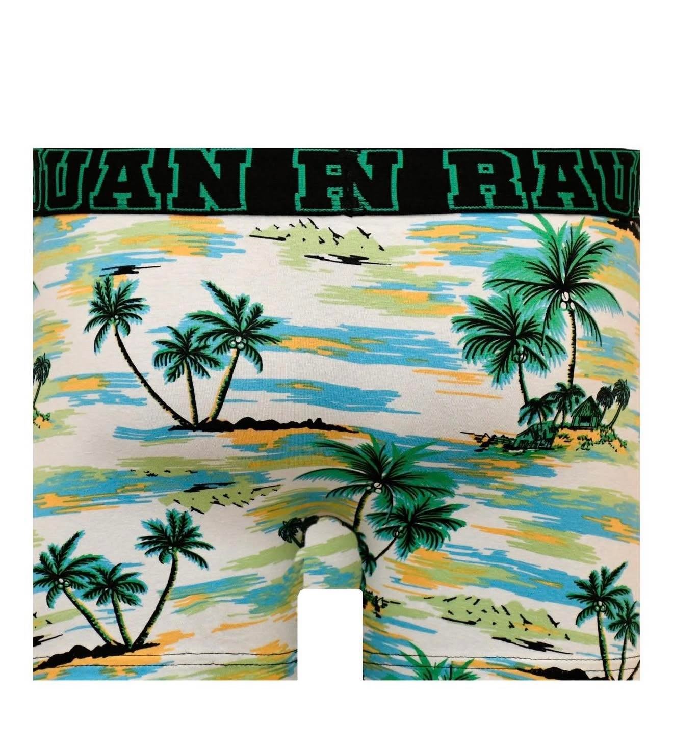 %100 Pamuk/Likra Kumaş Palmiye Desenli Boxer