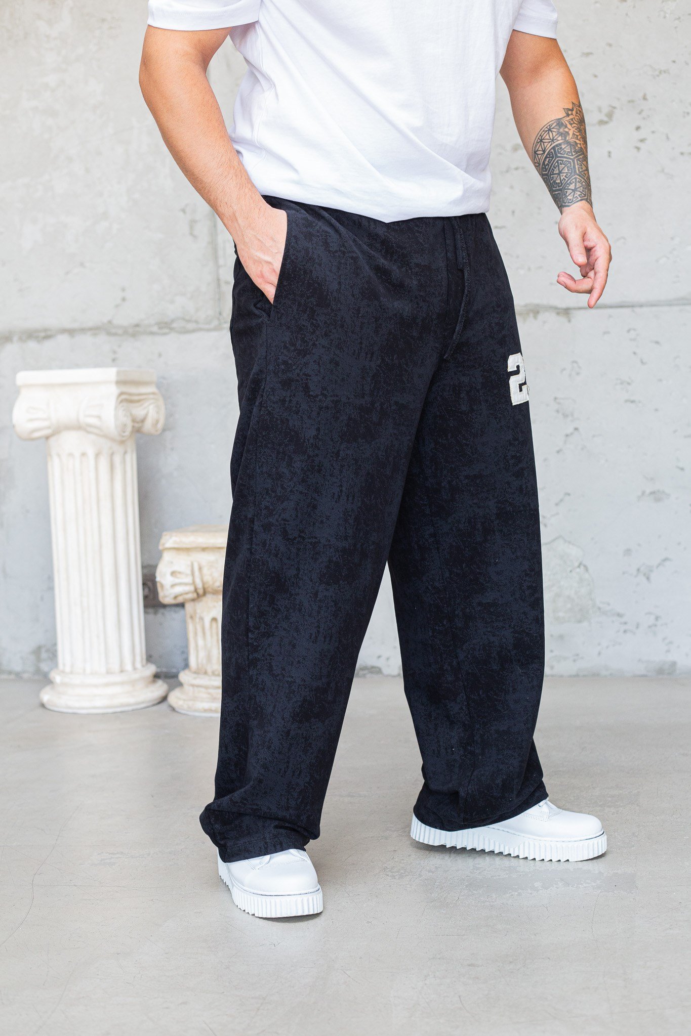 23 Detaylı Eskitme Efektli Baggy Erkek Eşofman Altı (JGS74)