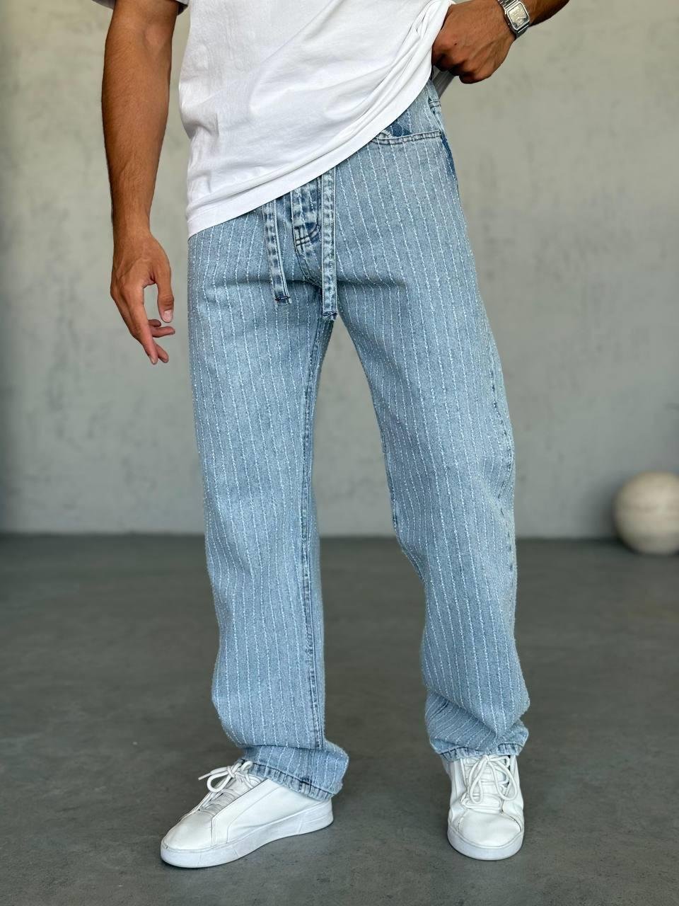 Baggy Kalıp Çizgi Detaylı Jean (KO42)