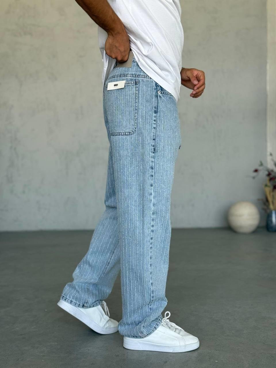 Baggy Kalıp Çizgi Detaylı Jean (KO42)