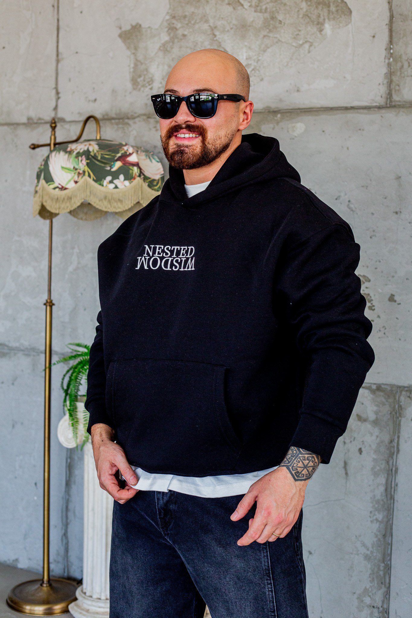 Baykuş İllüstrasyonlu Kanguru Cepli Sweatshirt (SVTS112)