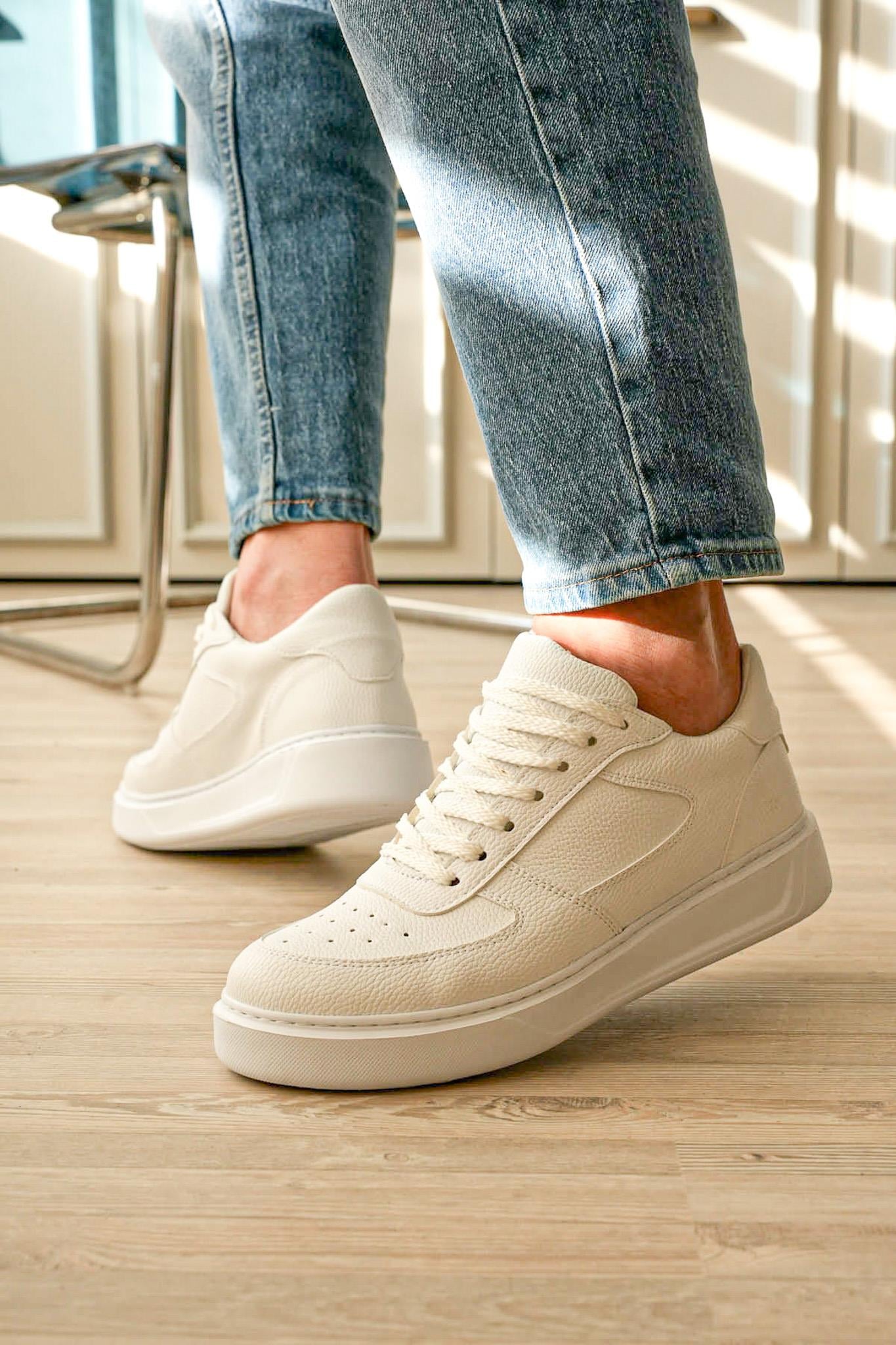 Beyaz Deri Erkek Sneaker (AYKB11)