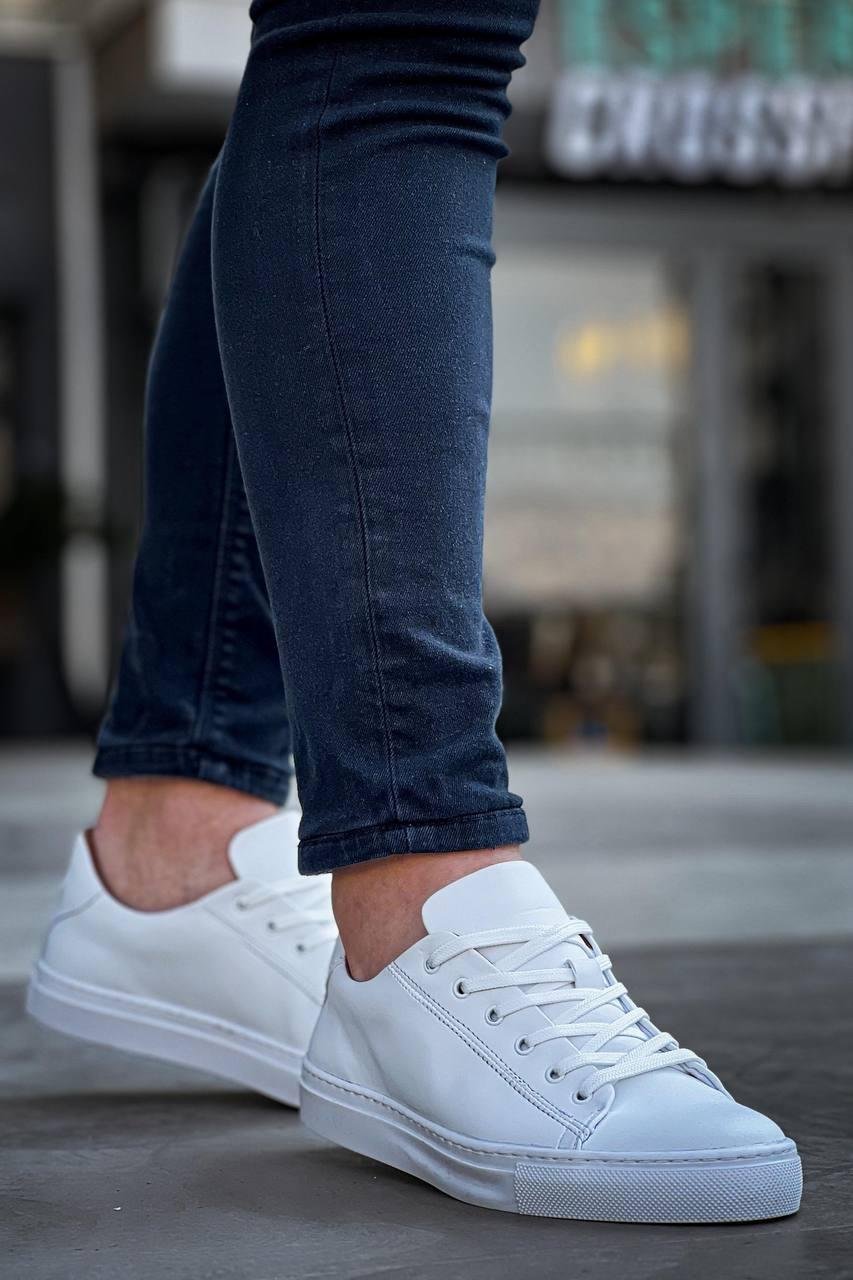 Beyaz Premium Deri Erkek Sneaker (AYKB02)