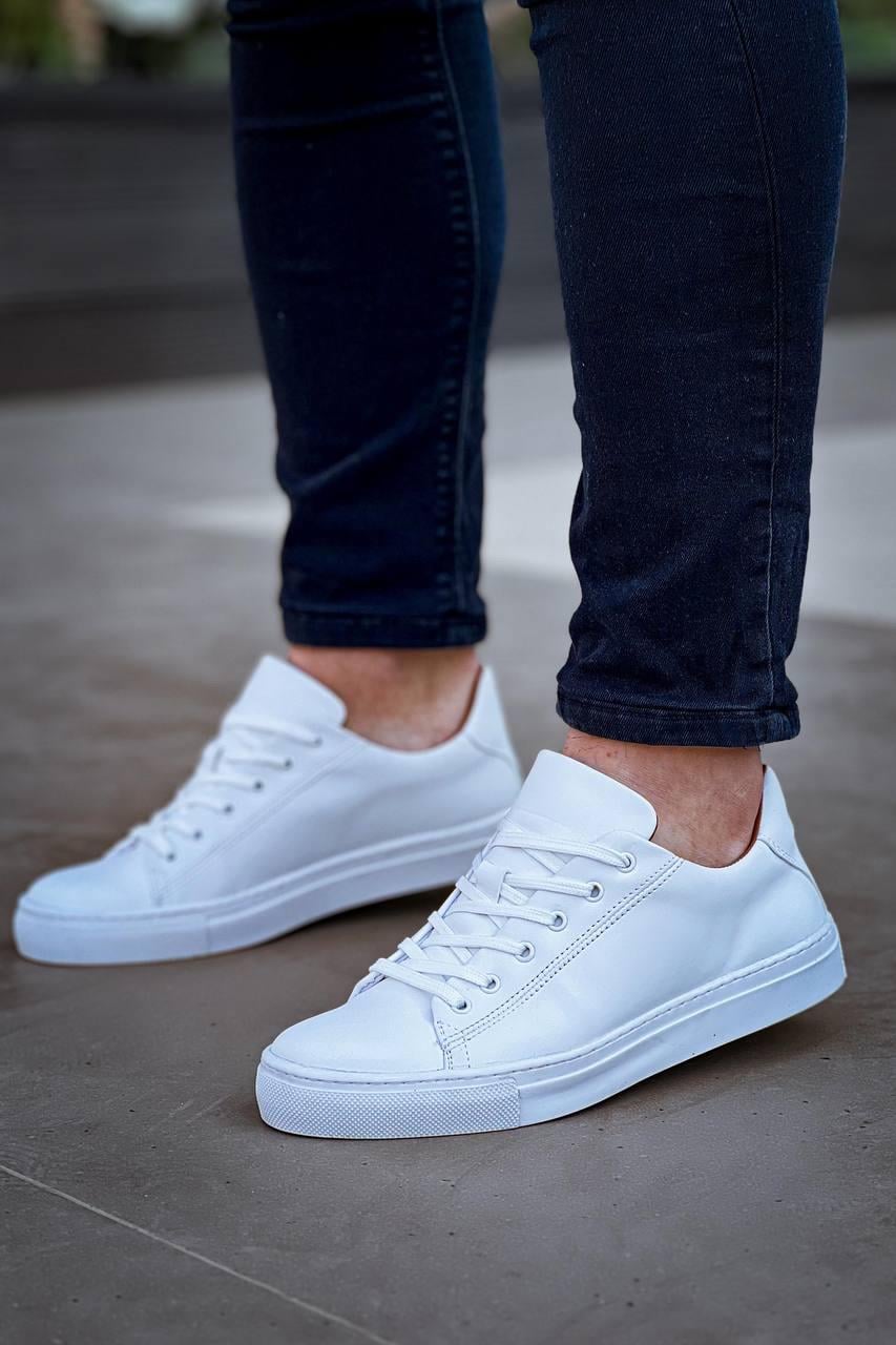 Beyaz Premium Deri Erkek Sneaker (AYKB02)