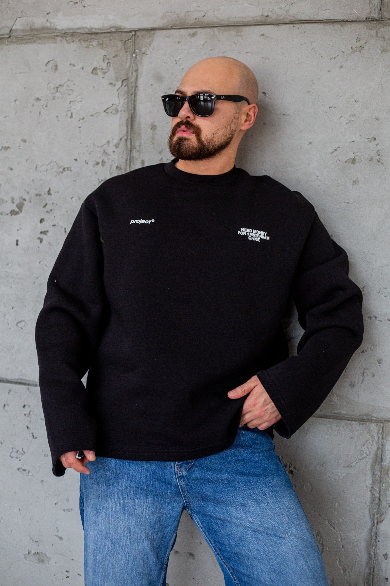 Bisiklet Yaka Baskılı Nakışlı Oversize Erkek Sweatshirt (SVTS117)