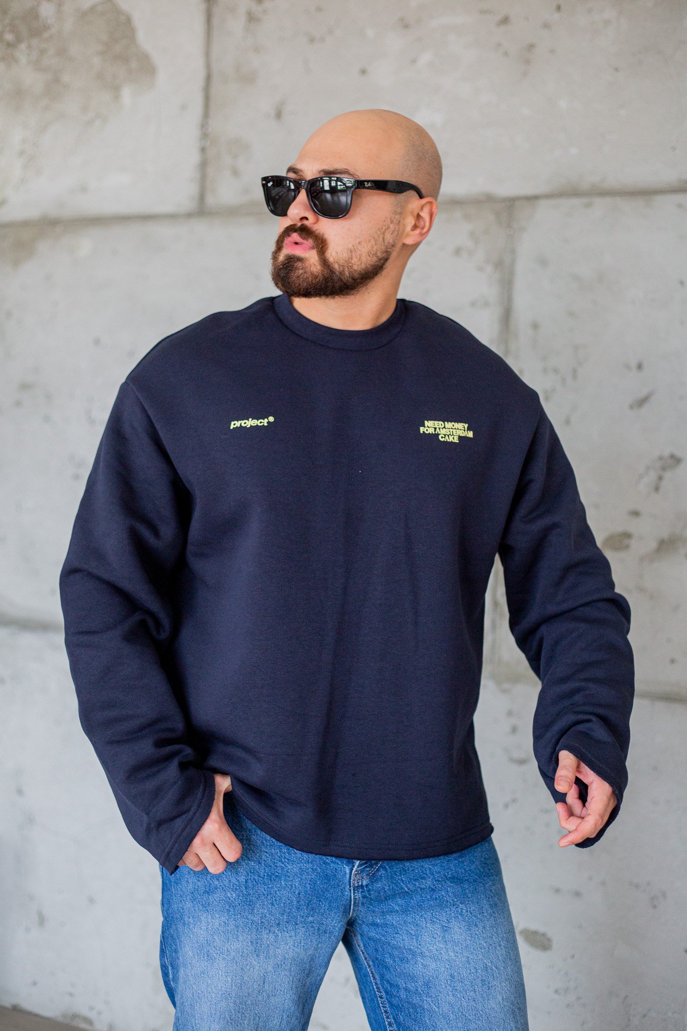 Bisiklet Yaka Baskılı Nakışlı Oversize Erkek Sweatshirt (SVTL117)