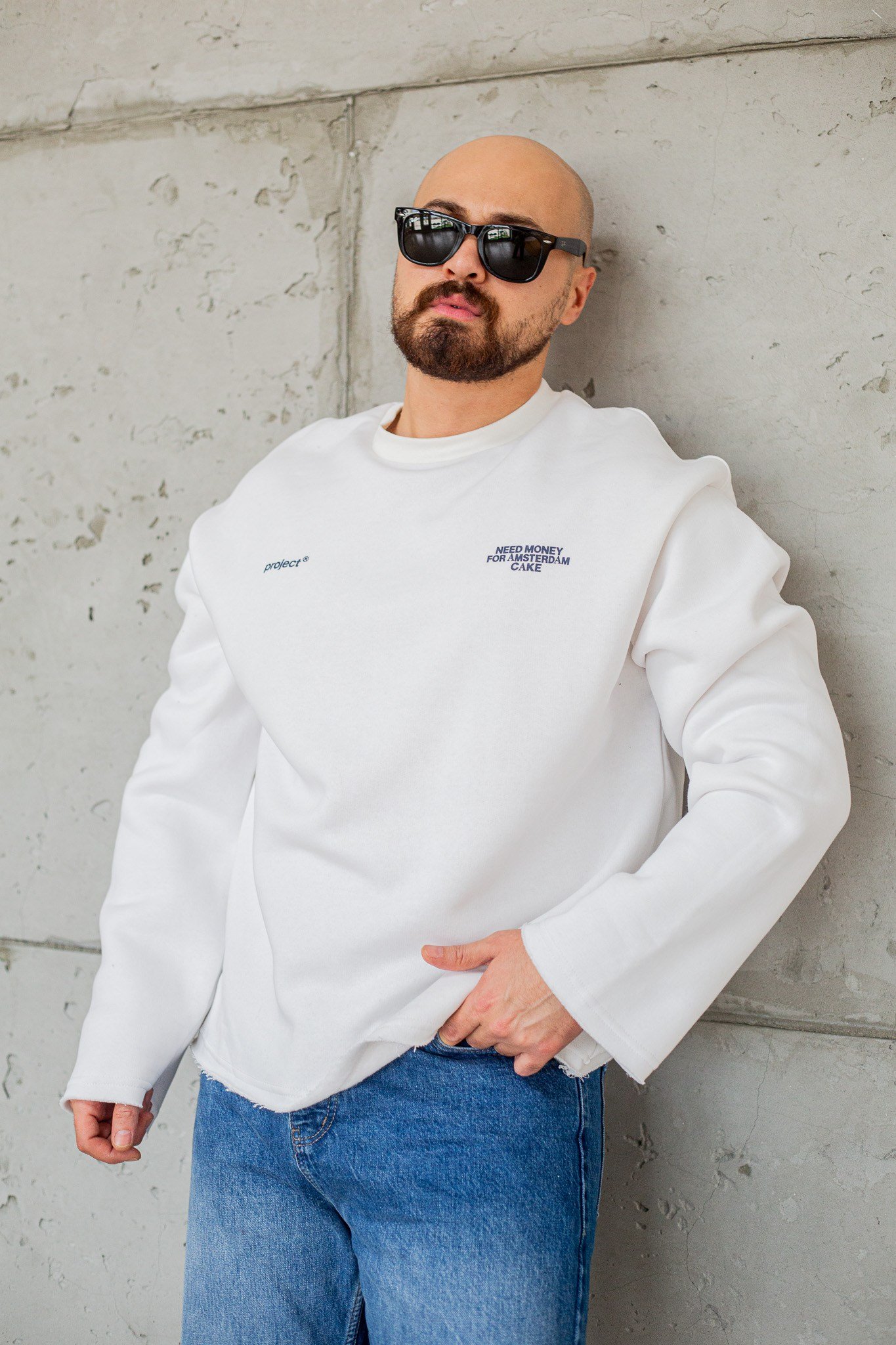 Bisiklet Yaka Baskılı Nakışlı Oversize Erkek Sweatshirt (SVTB117)