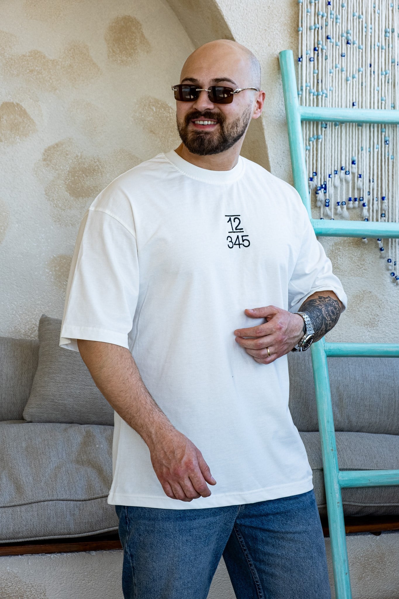 Botanik Pul Detaylı Sırt Baskılı Oversize T-Shirt (TSB80)
