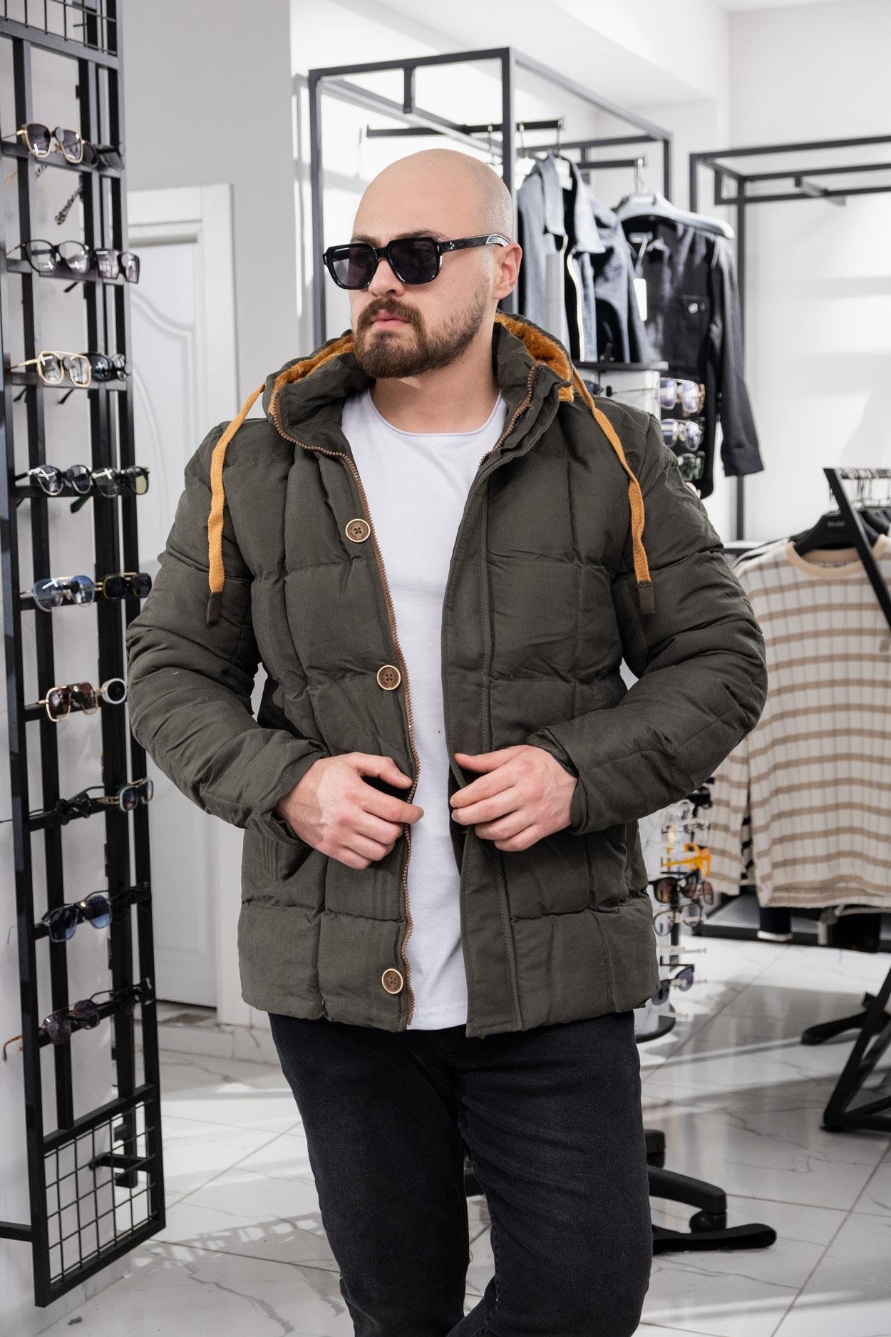 Çıkarılabilir Kapüşonlu Nubuk Şişme Mont (MOY09)