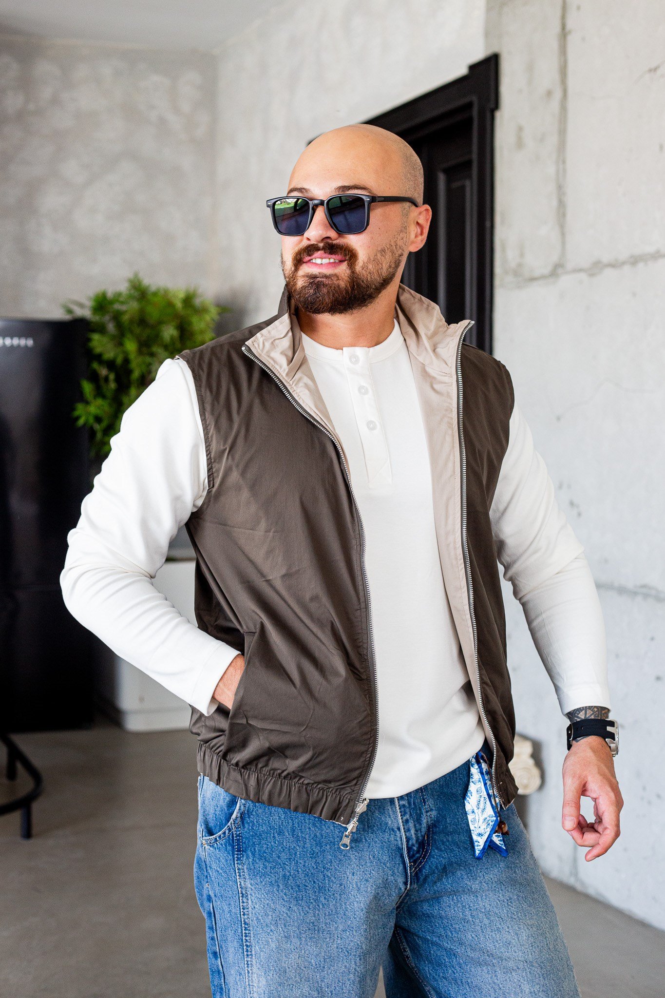 Çirf Taraflı Krem Yeşil Spor Yelek (MEVKY80)
