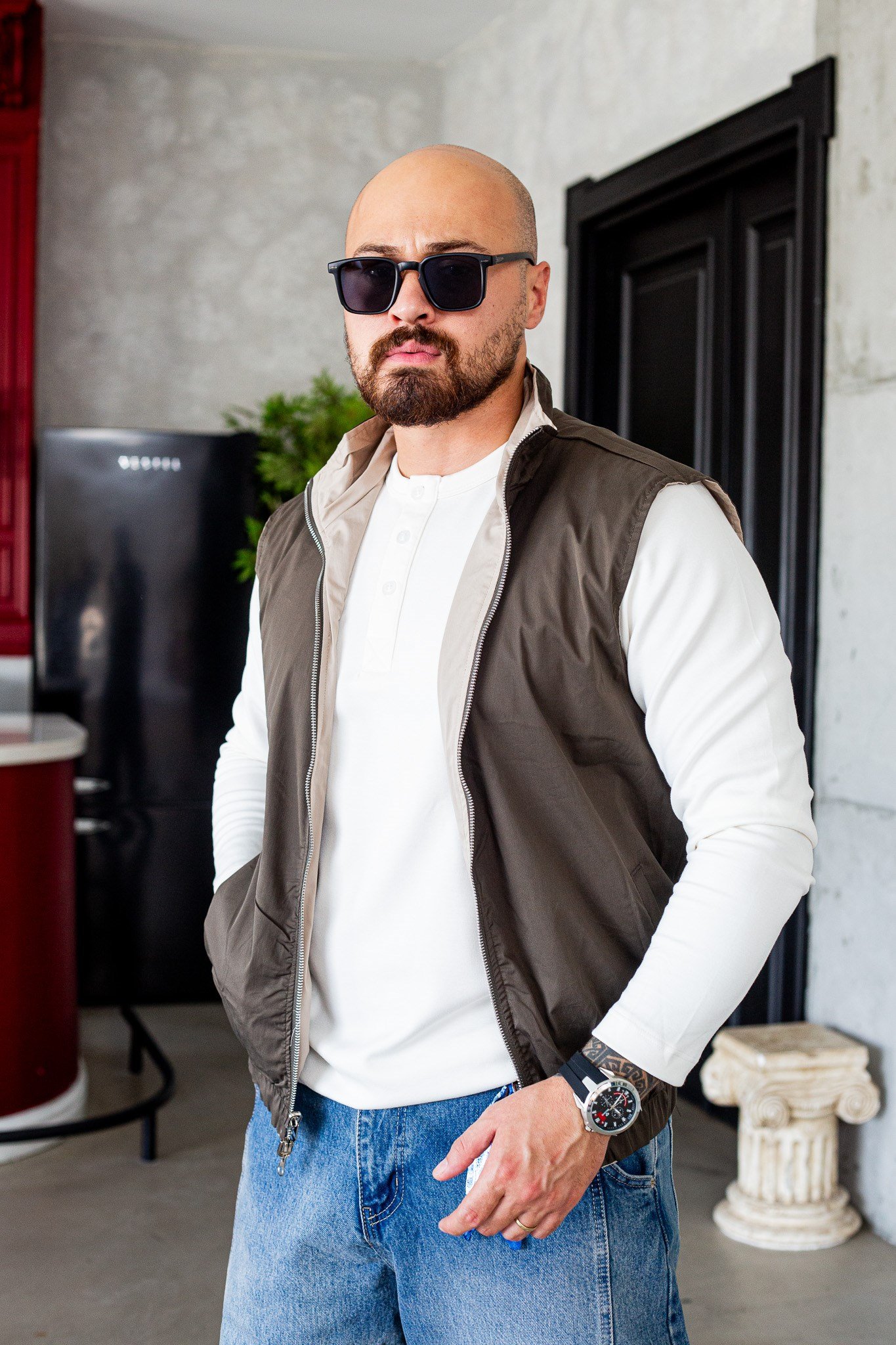 Çirf Taraflı Krem Yeşil Spor Yelek (MEVKY80)