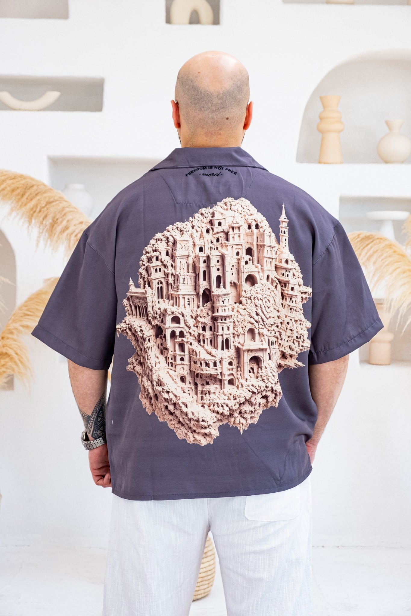 Desenli Dubble Hürrem Kumaş Oversize Gömlek (GM124)