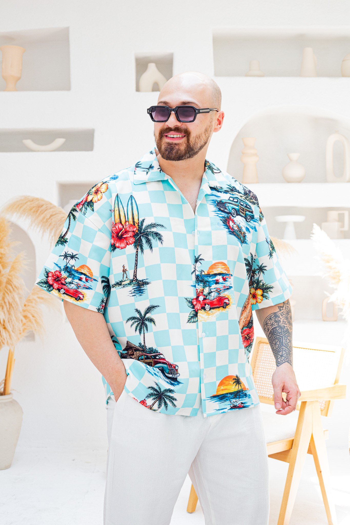 Desenli Dubble Hürrem Kumaş Oversize Gömlek (GM127)