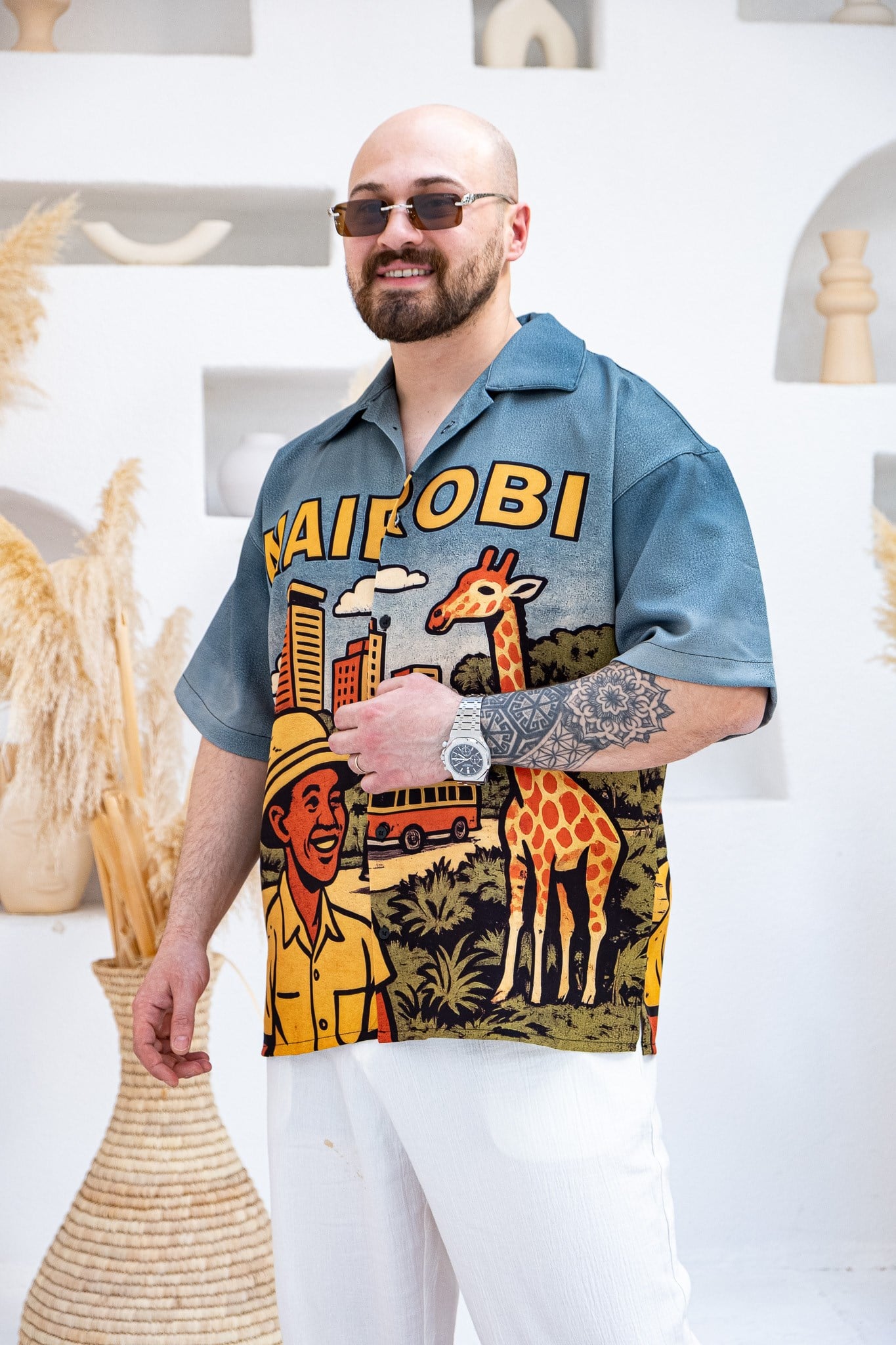 Desenli Dubble Hürrem Kumaş Oversize Gömlek (GM112)