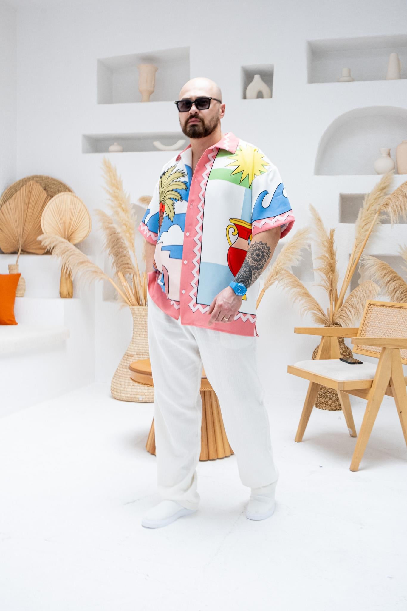 Desenli Dubble Hürrem Kumaş Oversize Gömlek (GM94)