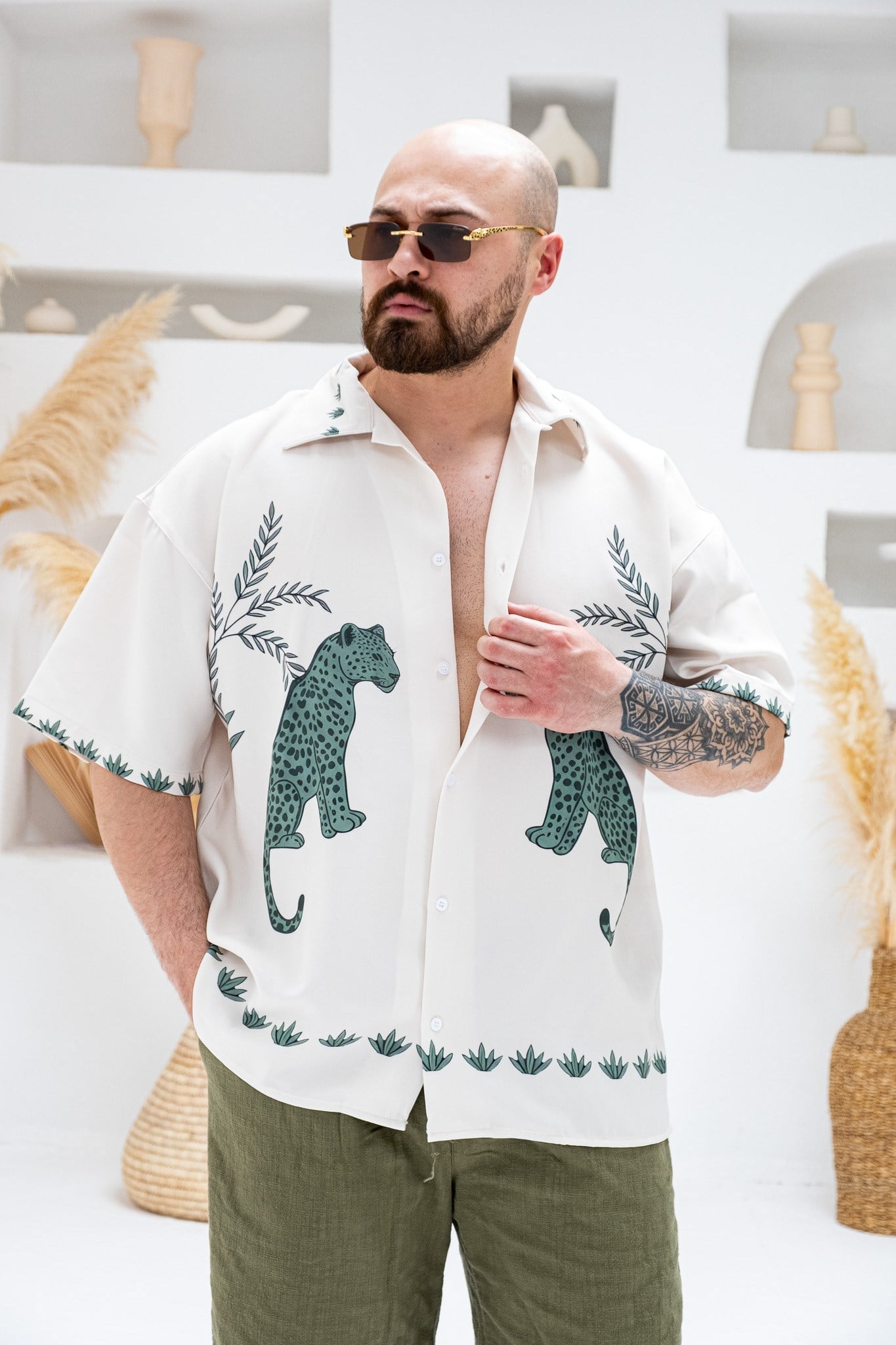 Desenli Dubble Hürrem Kumaş Oversize Gömlek (GM121)