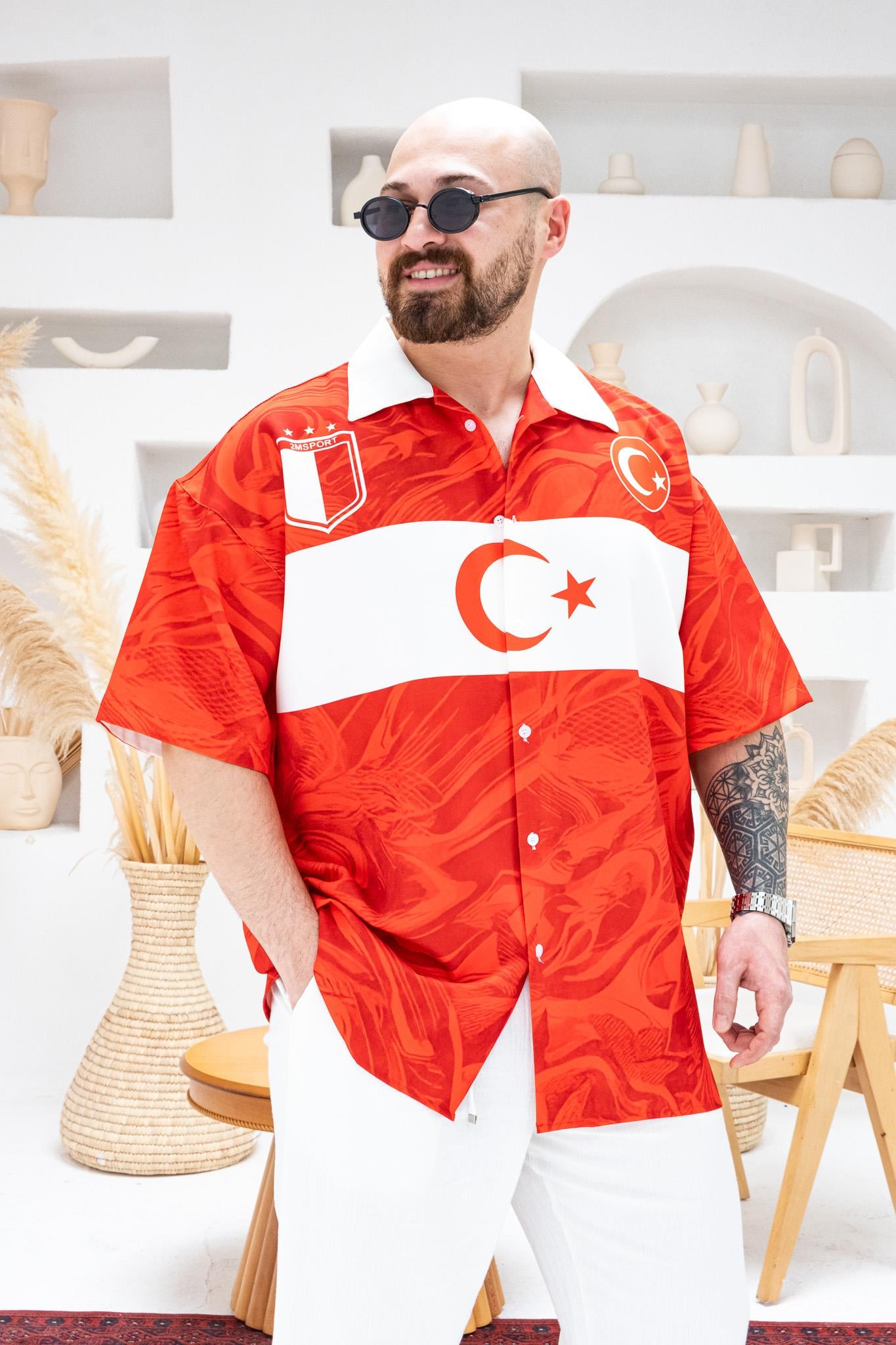 Desenli Dubble Hürrem Kumaş Oversize Gömlek (GM106)