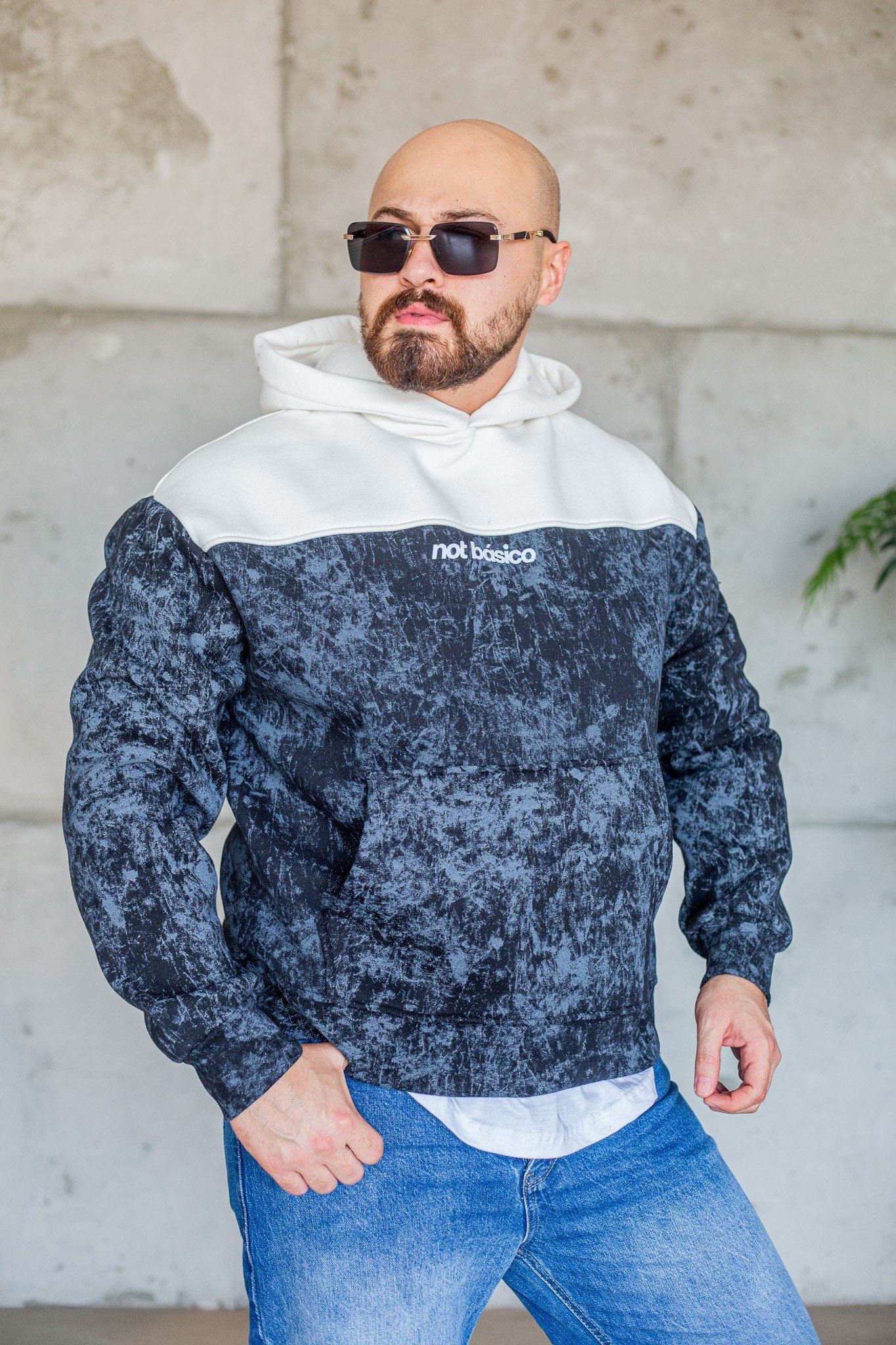 Dokulu Desenli Kapüşonlu Rahat Kesim Sweatshirt (SVTS107)